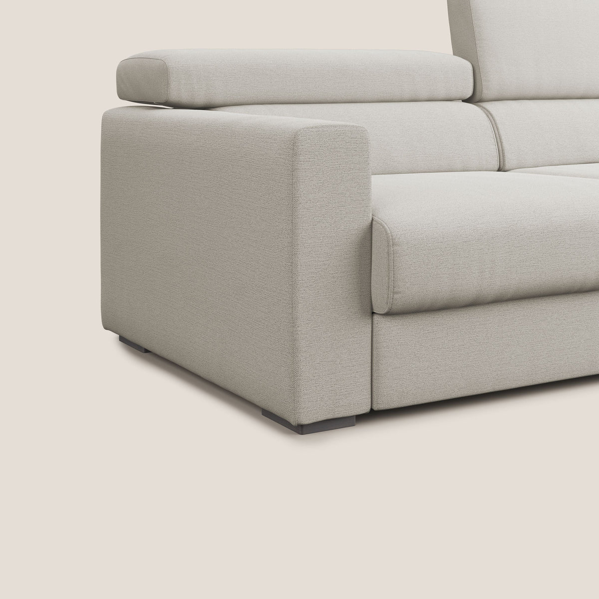 Dylan divano allungabile con pouf estraibile poggiapiedi in tessuto fiammato simil cotone impermeabile T19 panna - divitt.sbs