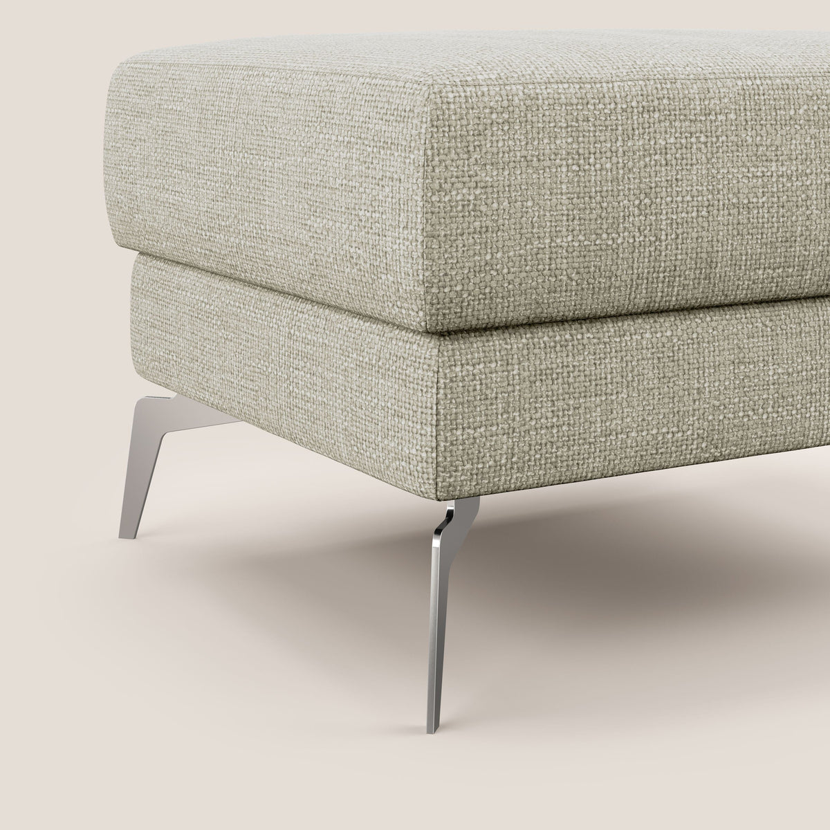 Star Pouf con piedini alti in tessuto impermeabile morbido intreccio T06 panna - divitt.sbs