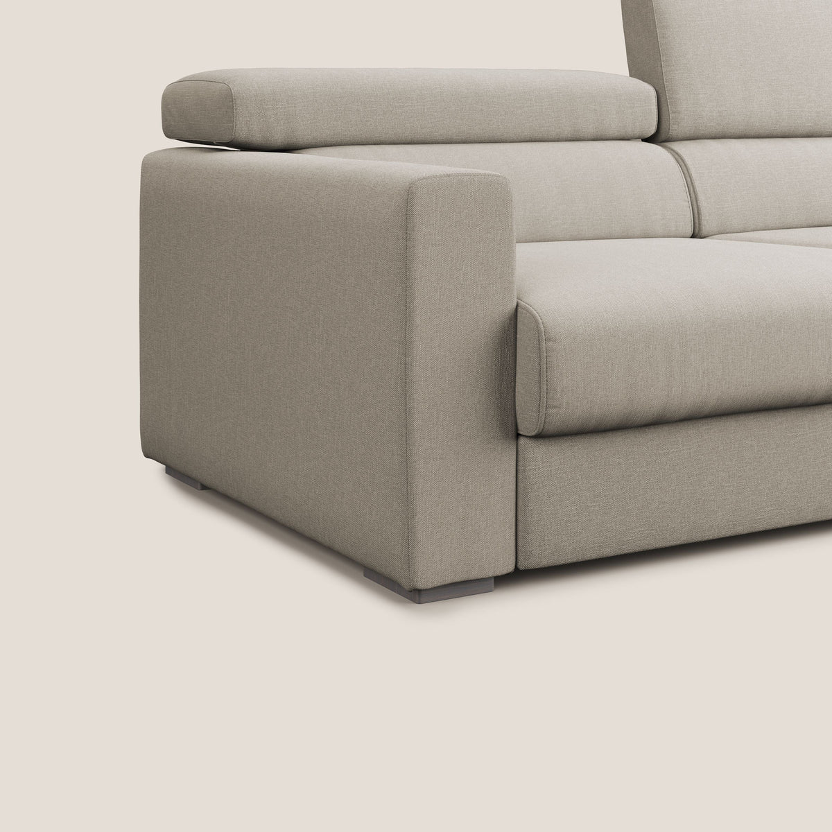 Dylan divano allungabile con pouf estraibile poggiapiedi in tessuto simil cotone impermeabile T13 panna - divitt.sbs