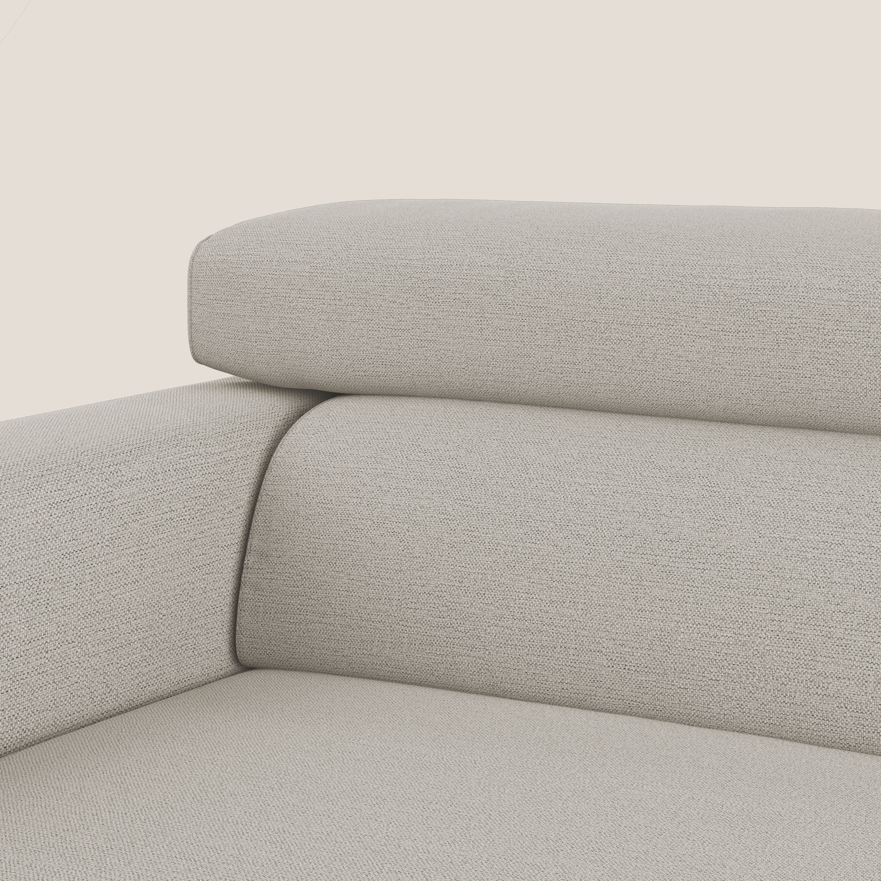 Dylan divano allungabile con pouf estraibile poggiapiedi in tessuto fiammato simil cotone impermeabile T19 panna - divitt.sbs
