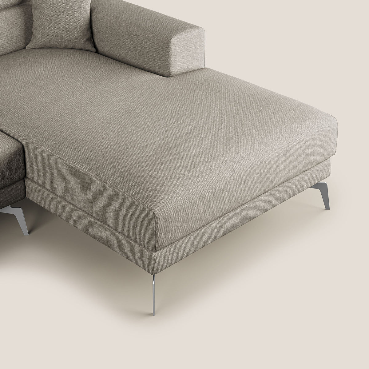 Blade Divano moderno angolare con poggiatesta reclinabili in tessuto impermeabile simil-cotone T13 panna - divitt.sbs