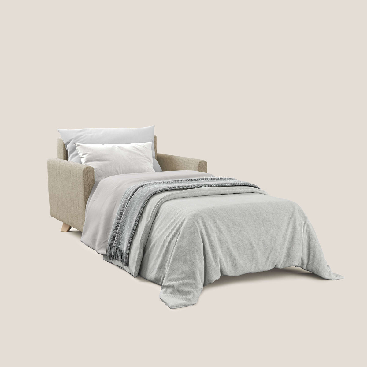 Edgar poltrona letto in tessuto felis impermeabile T03 beige - divitt.sbs