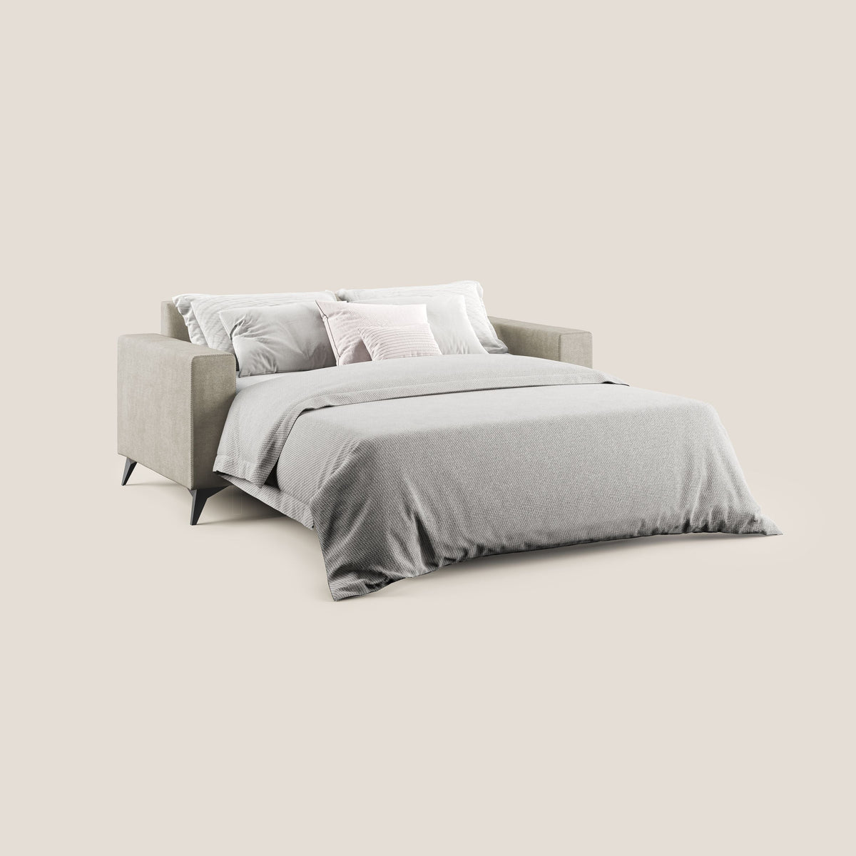 Pegaso divano letto con poggiatesta reclinabili e rivestimento T02 panna - divitt.sbs