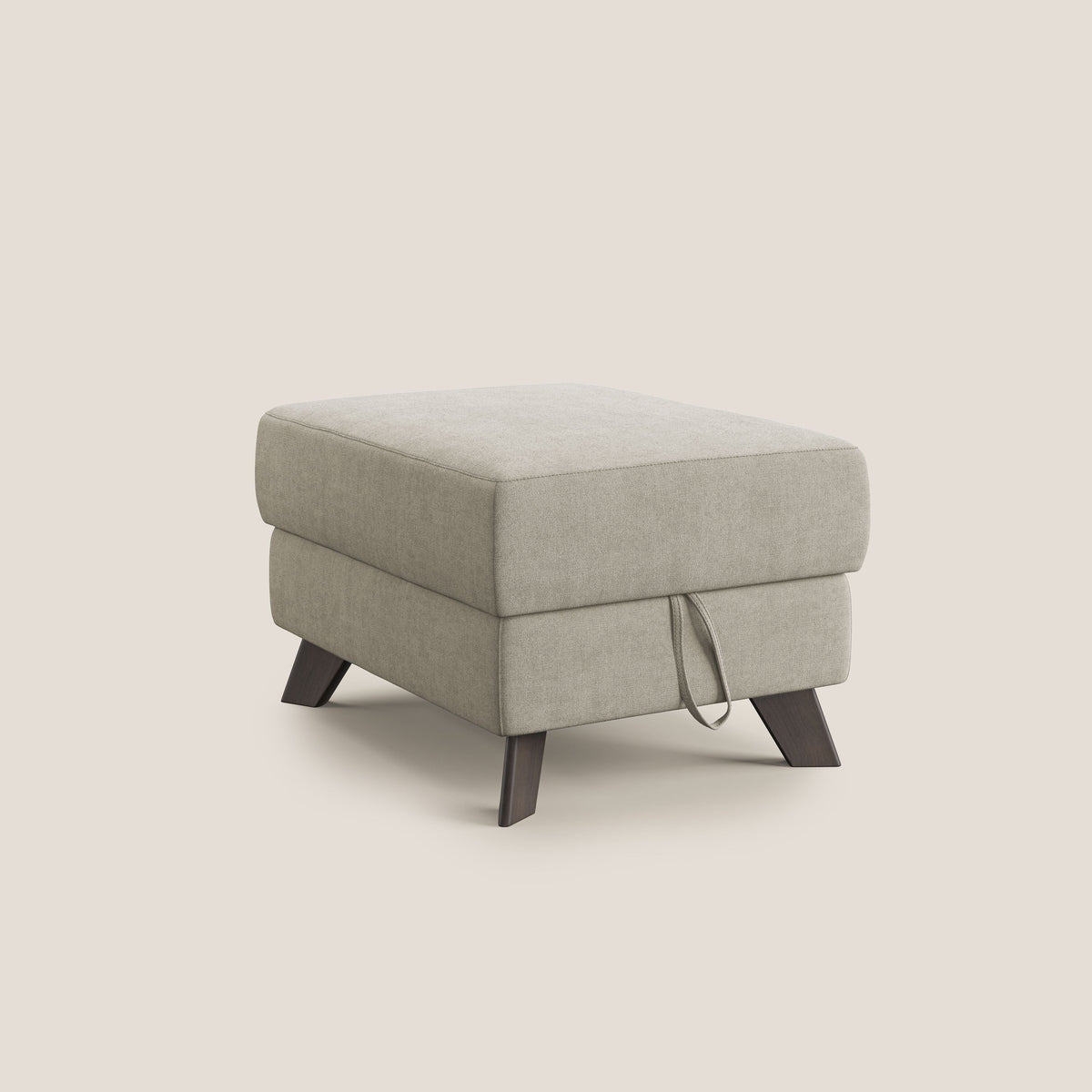 Moon Pouf contenitore e piedini alti in tessuto morbido impermeabile T02 panna - divitt.sbs