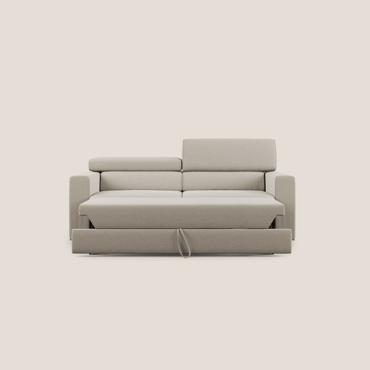 Dylan divano allungabile con pouf estraibile poggiapiedi in tessuto simil cotone impermeabile T13 panna - divitt.sbs