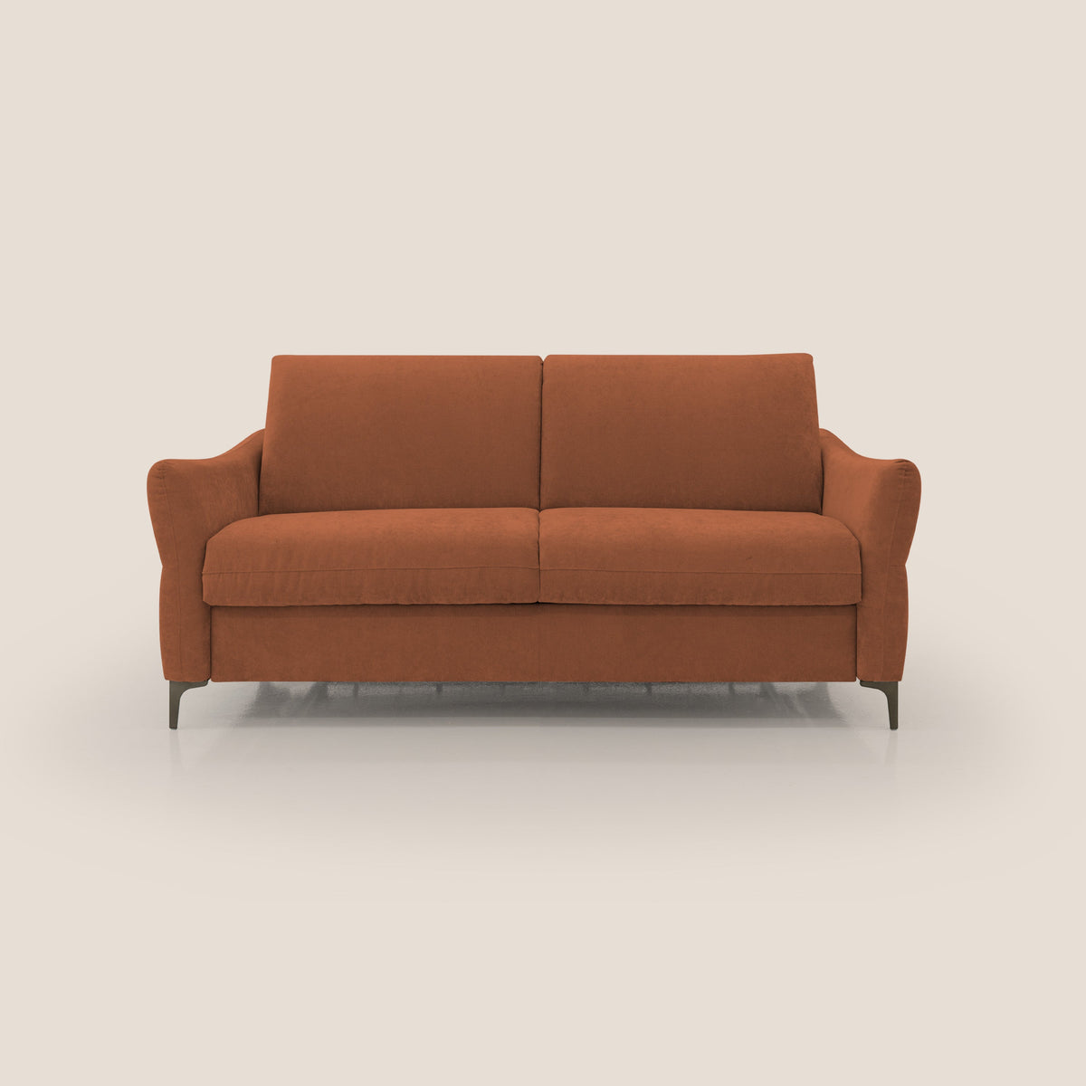 Dalia divano letto con materasso H18 cm e piedi alti in raffinato tessuto smacchiabile T17 arancio - divitt.sbs