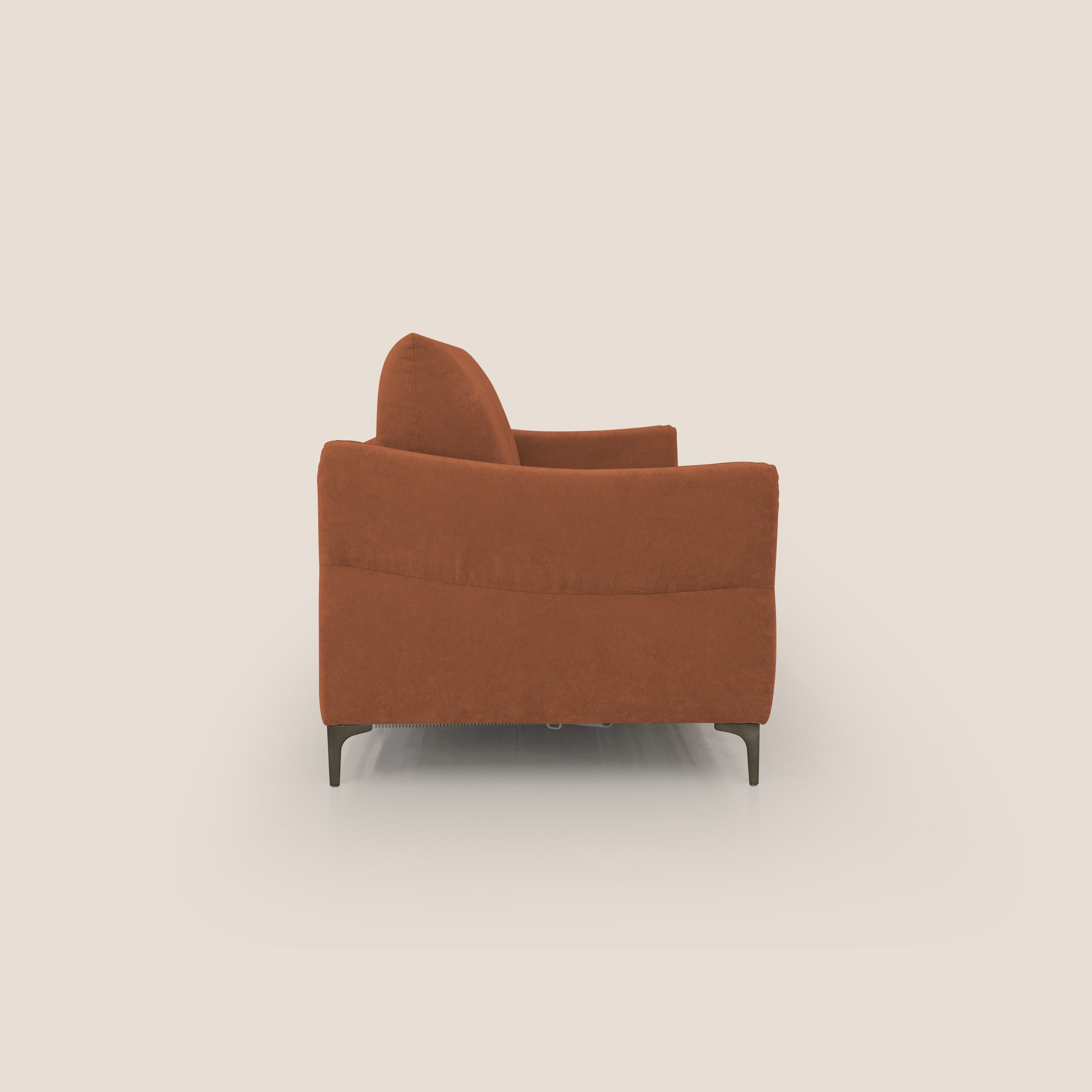 Dalia divano letto con materasso H18 cm e piedi alti in raffinato tessuto smacchiabile T17 arancio - divitt.sbs