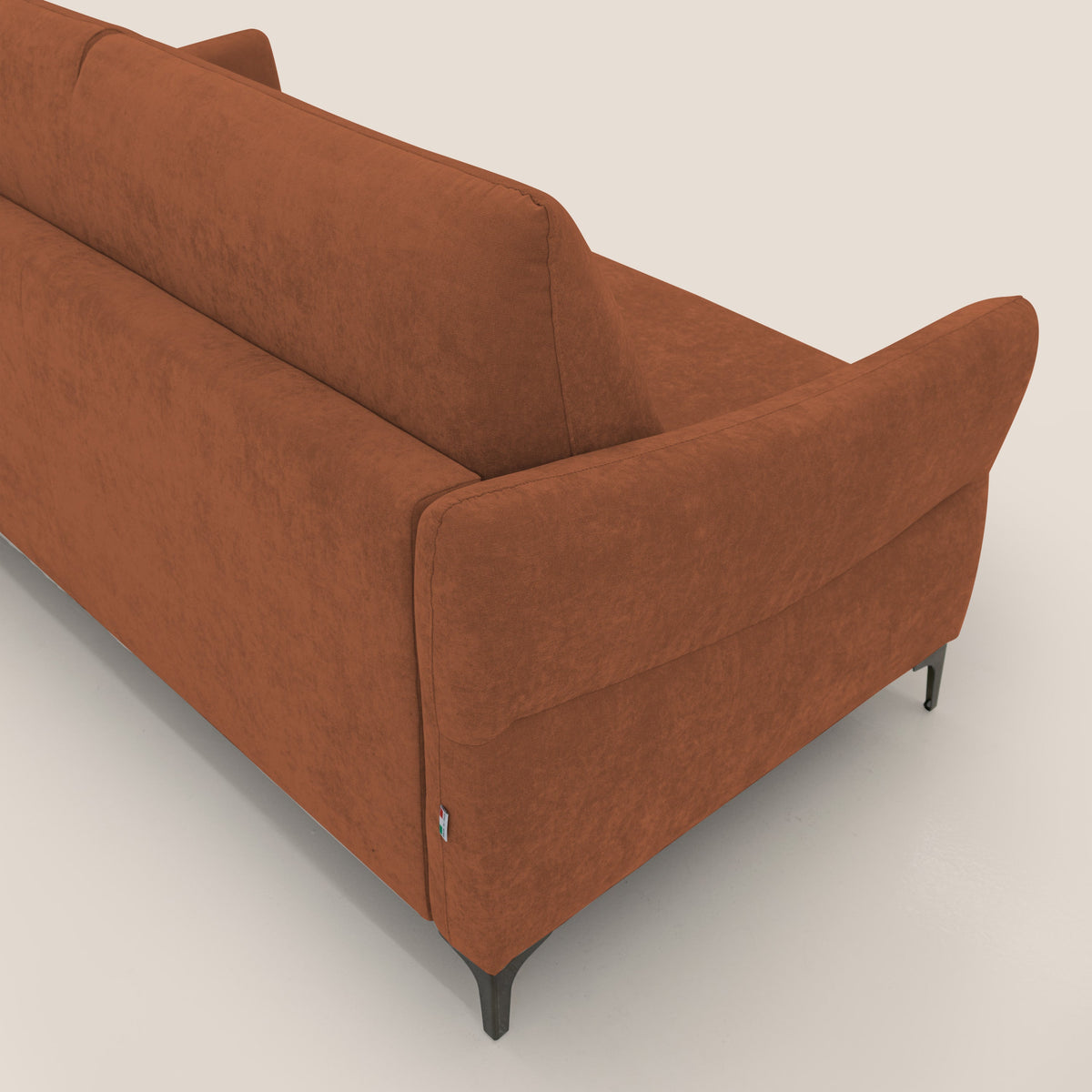 Dalia divano letto con materasso H18 cm e piedi alti in raffinato tessuto smacchiabile T17 arancio - divitt.sbs