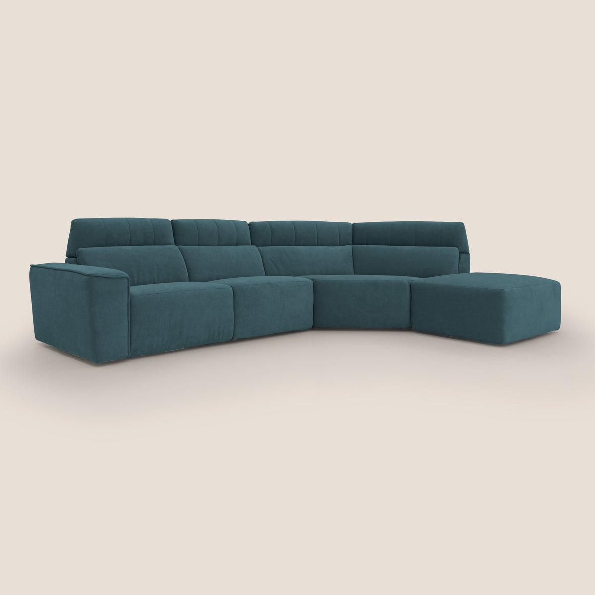 Clark Divano angolare con opzione relax elettrico in tessuto smacchiabile impermeabile T17 petrolio - divitt.sbs