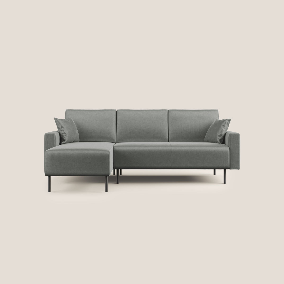 Arthur divano moderno angolare in velluto morbido impermeabile T01 grigio chiaro - divitt.sbs