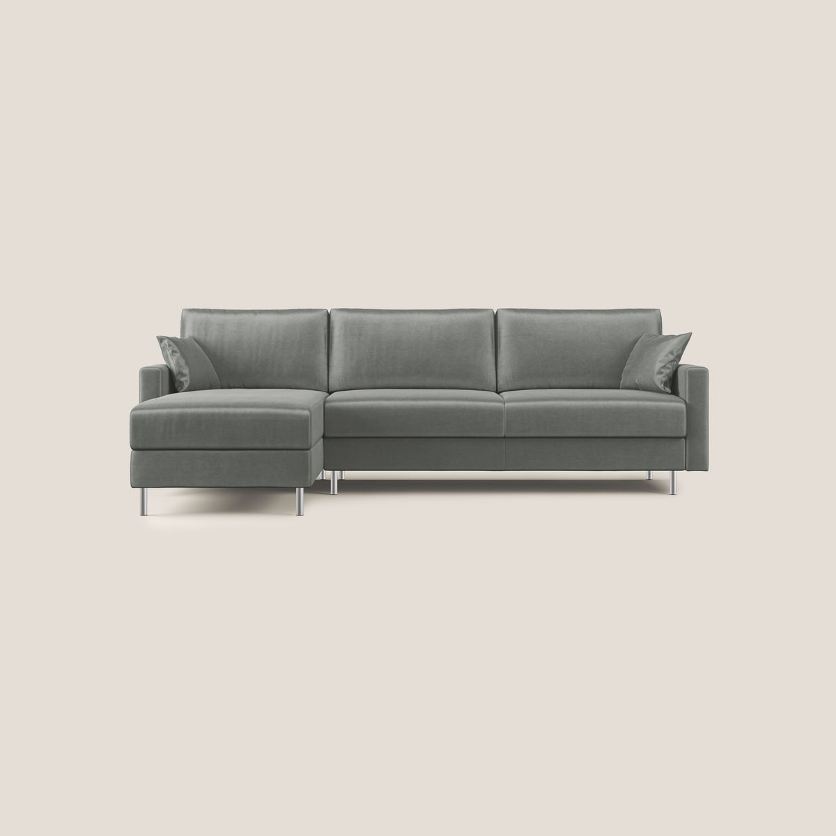 Andromeda divano letto angolare in velluto morbido impermeabile T01 grigio chiaro - divitt.sbs