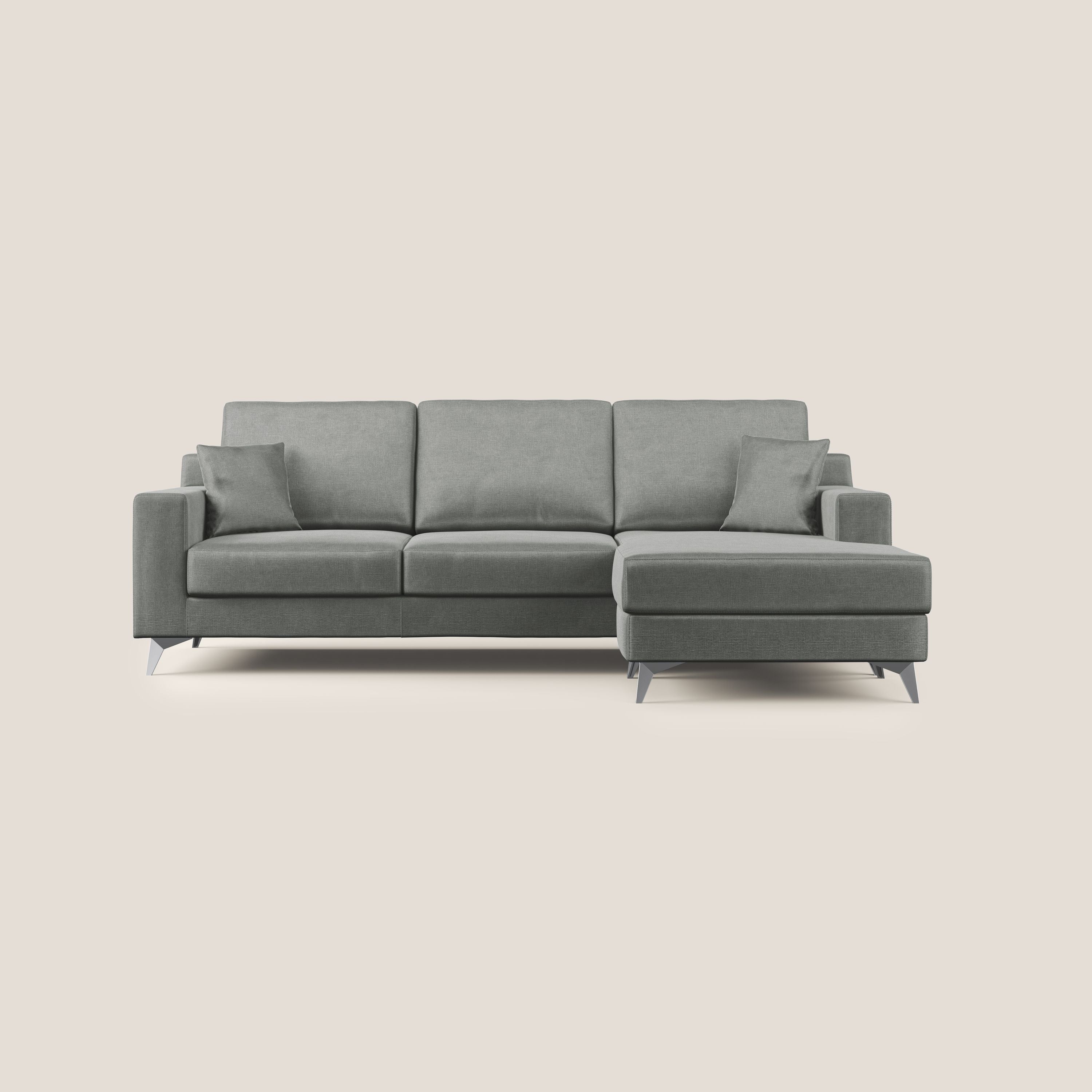 Michael divano moderno angolare con penisola in morbido velluto impermeabile T01 grigio chiaro - divitt.sbs
