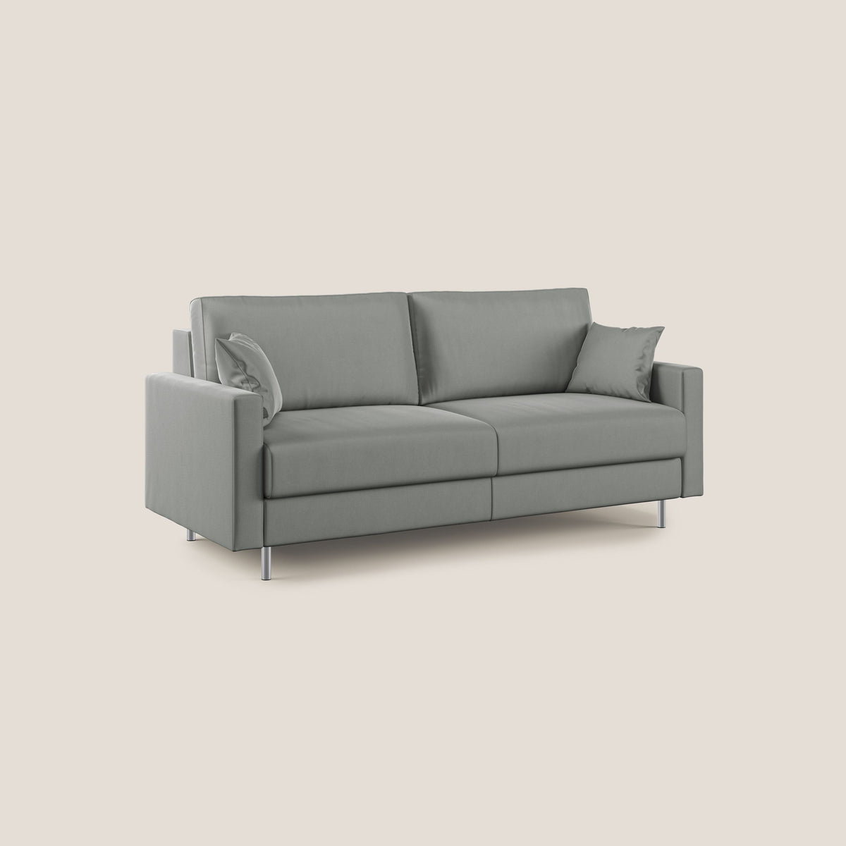 Andromeda divano letto matrimoniale in velluto morbido impermeabile T01 grigio chiaro - divitt.sbs