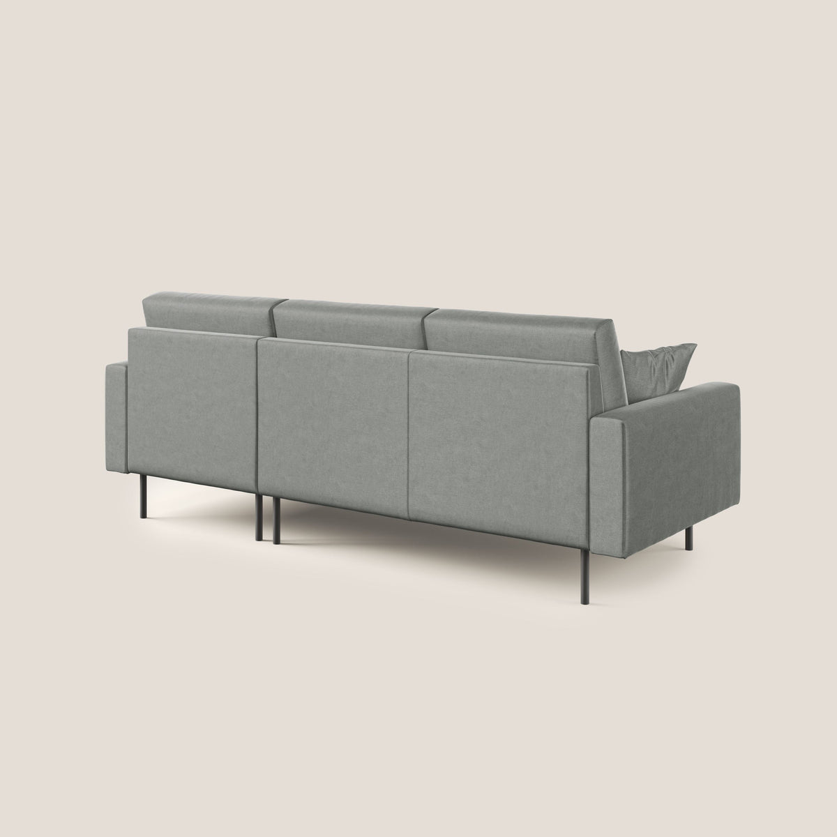 Arthur divano moderno angolare in velluto morbido impermeabile T01 grigio chiaro - divitt.sbs