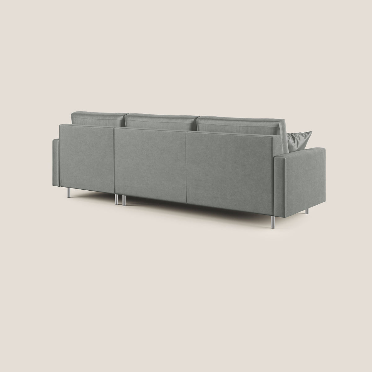 Andromeda divano letto angolare in velluto morbido impermeabile T01 grigio chiaro - divitt.sbs