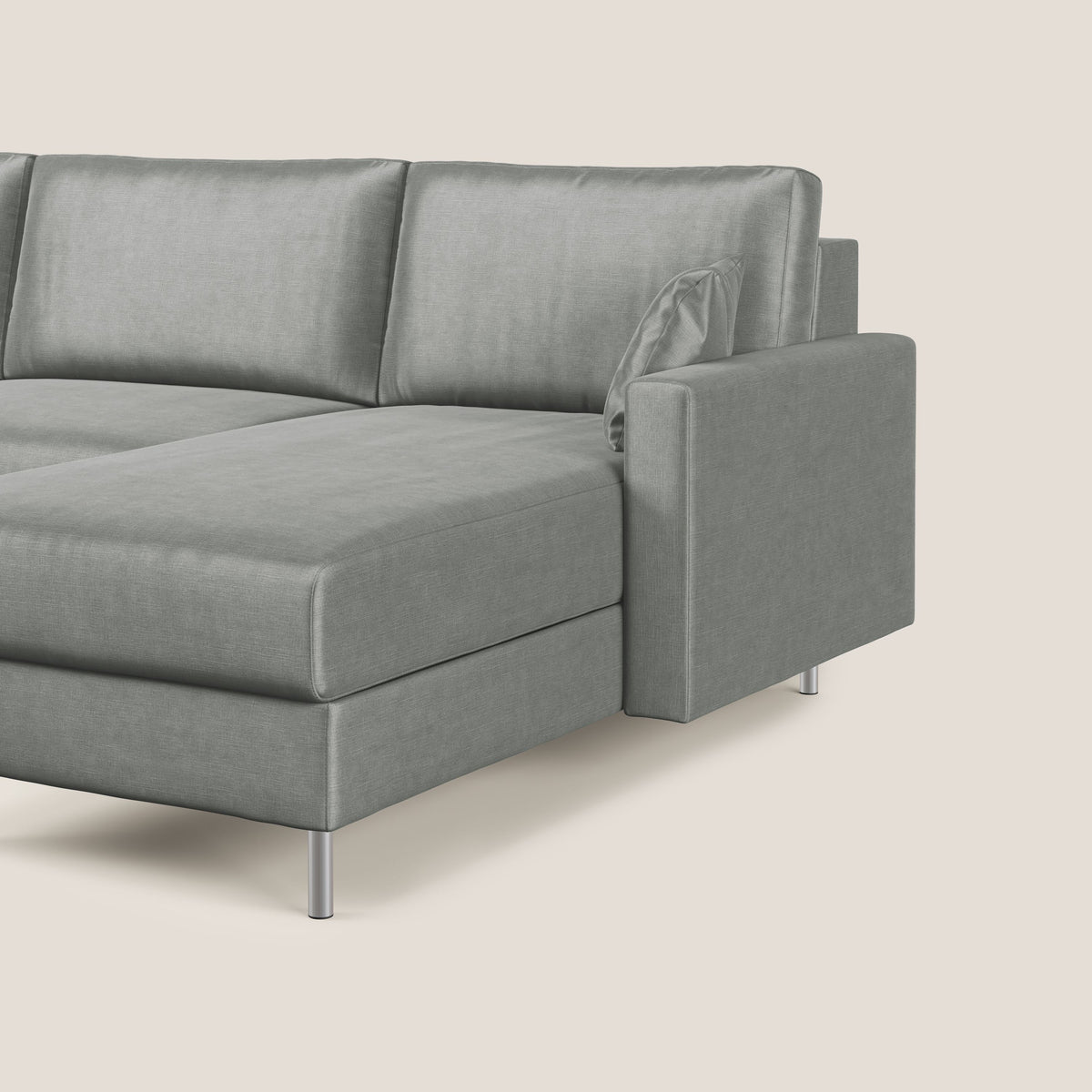 Andromeda divano letto angolare in velluto morbido impermeabile T01 grigio chiaro - divitt.sbs