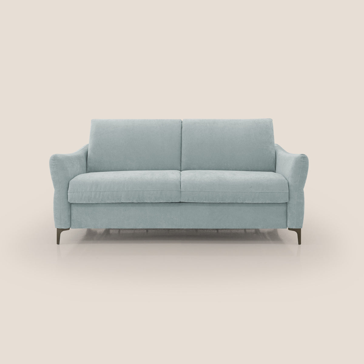 Dalia divano letto con materasso H18 cm e piedi alti in raffinato tessuto smacchiabile T17 verde acqua - divitt.sbs