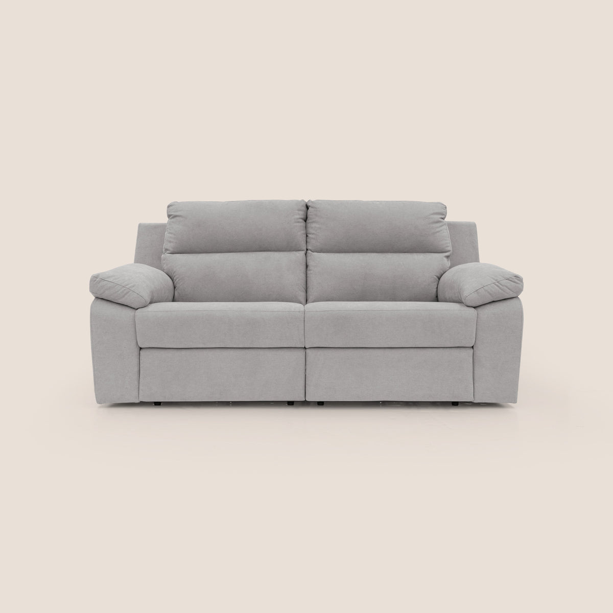 Romeo Divano relax con recliner elettrico in morbido tessuto impermeabile T02 grigio chiaro - divitt.sbs