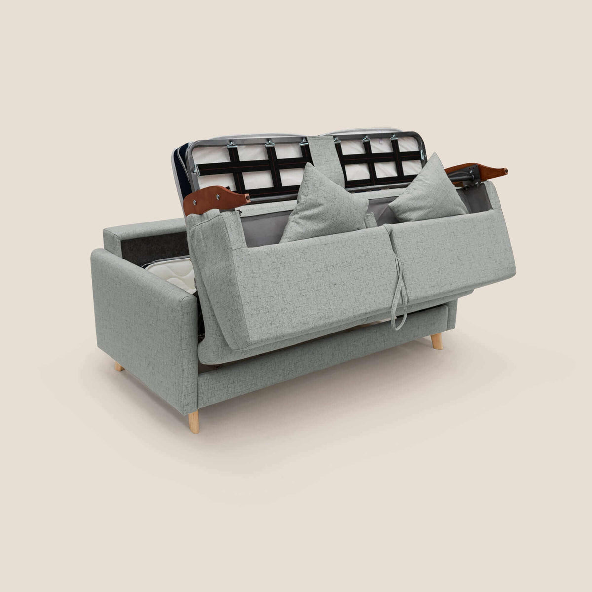 Edgar divano letto matrimoniale in tessuto felis impermeabile T03 grigio chiaro - divitt.sbs