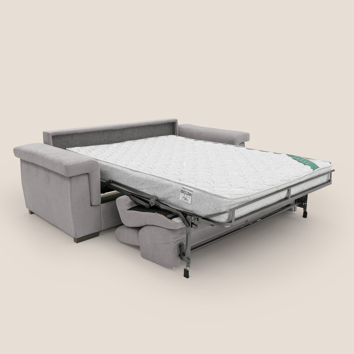 Bjorn divano letto sfoderabile con materasso H18 cm e poggiatesta reclinabili in tessuto impermeabile T02 grigio chiaro - divitt.sbs