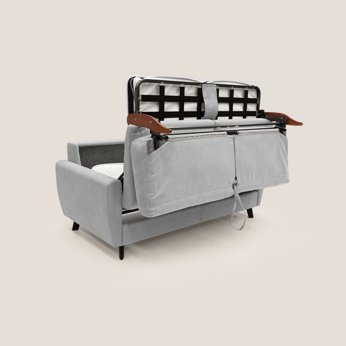 Callisto Divano letto matrimoniale in tessuto morbido impermeabile T02 grigio chiaro - divitt.sbs