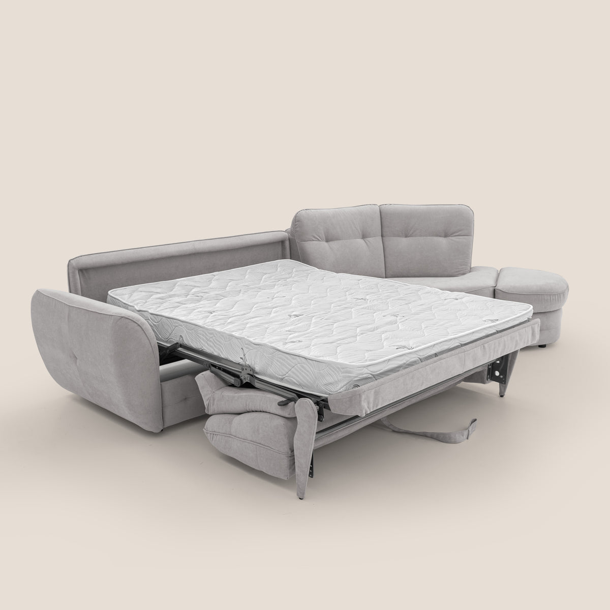 Zeus divano letto angolare con materasso H18 cm pouf mobile in tessuto impermeabile T02 - divitt.sbs