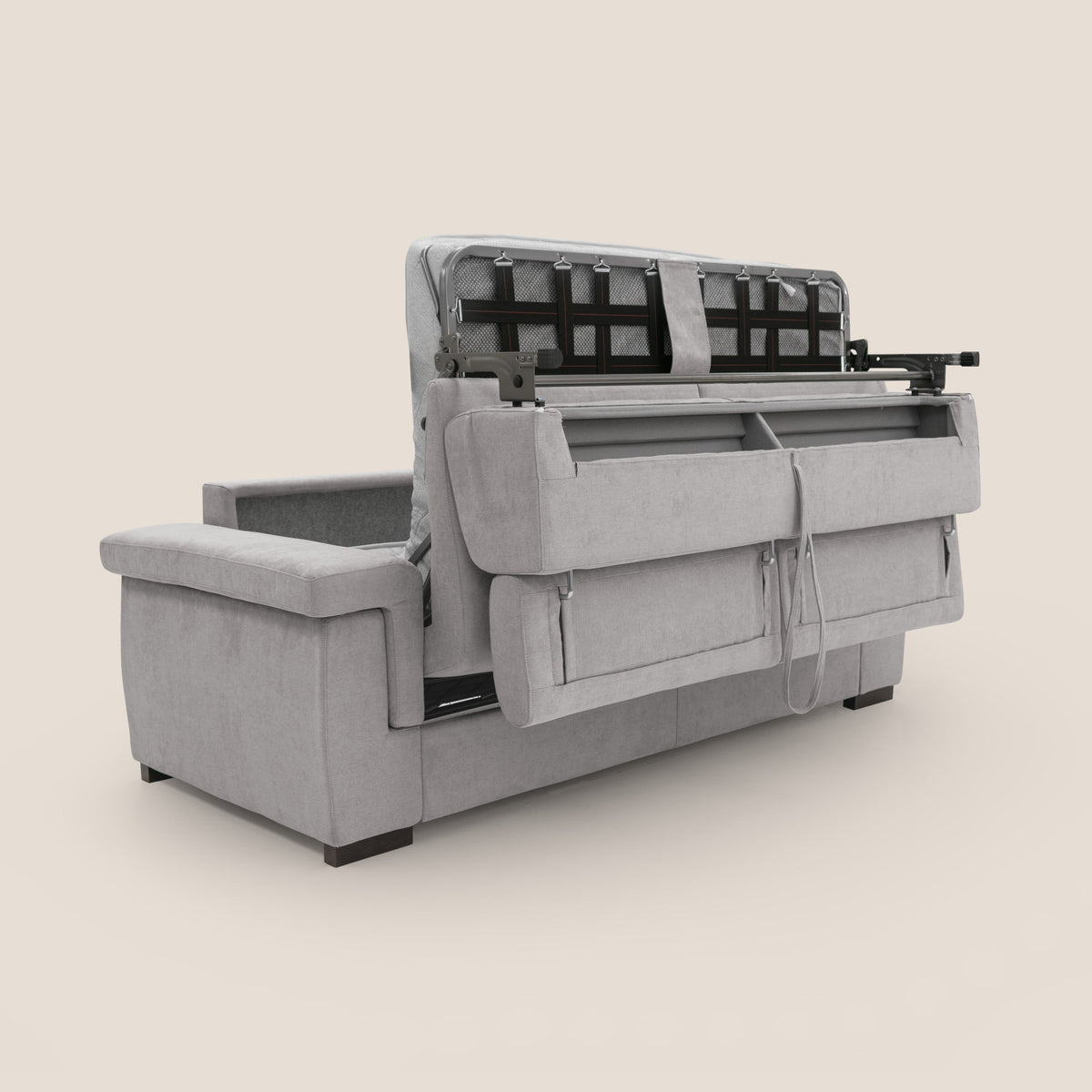 Bjorn divano letto sfoderabile con materasso H18 cm e poggiatesta reclinabili in tessuto impermeabile T02 grigio chiaro - divitt.sbs