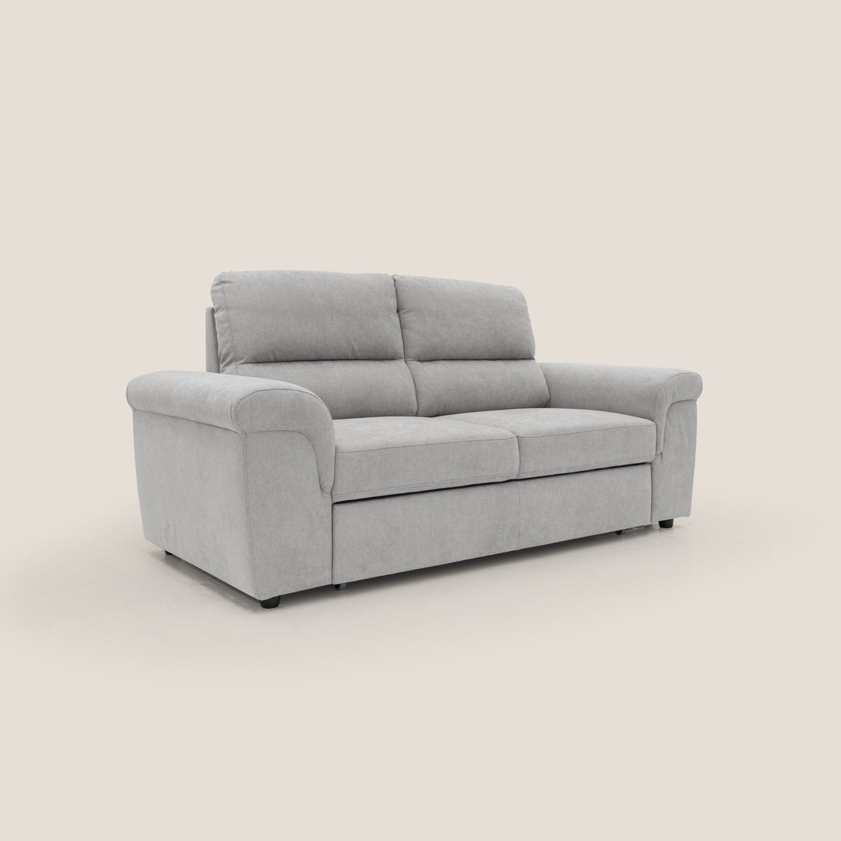 Minerva divano con pouf estraibile poggiapiedi in tessuto morbido impermeabile T02 grigio chiaro - divitt.sbs