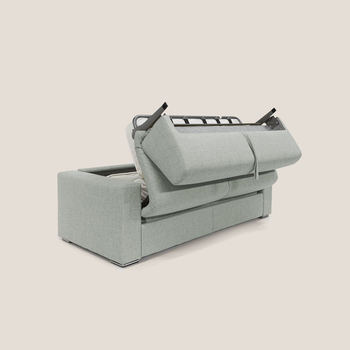 Nixon Divano letto matrimoniale con materasso 20 cm in tessuto impermeabile T03 grigio chiaro - divitt.sbs