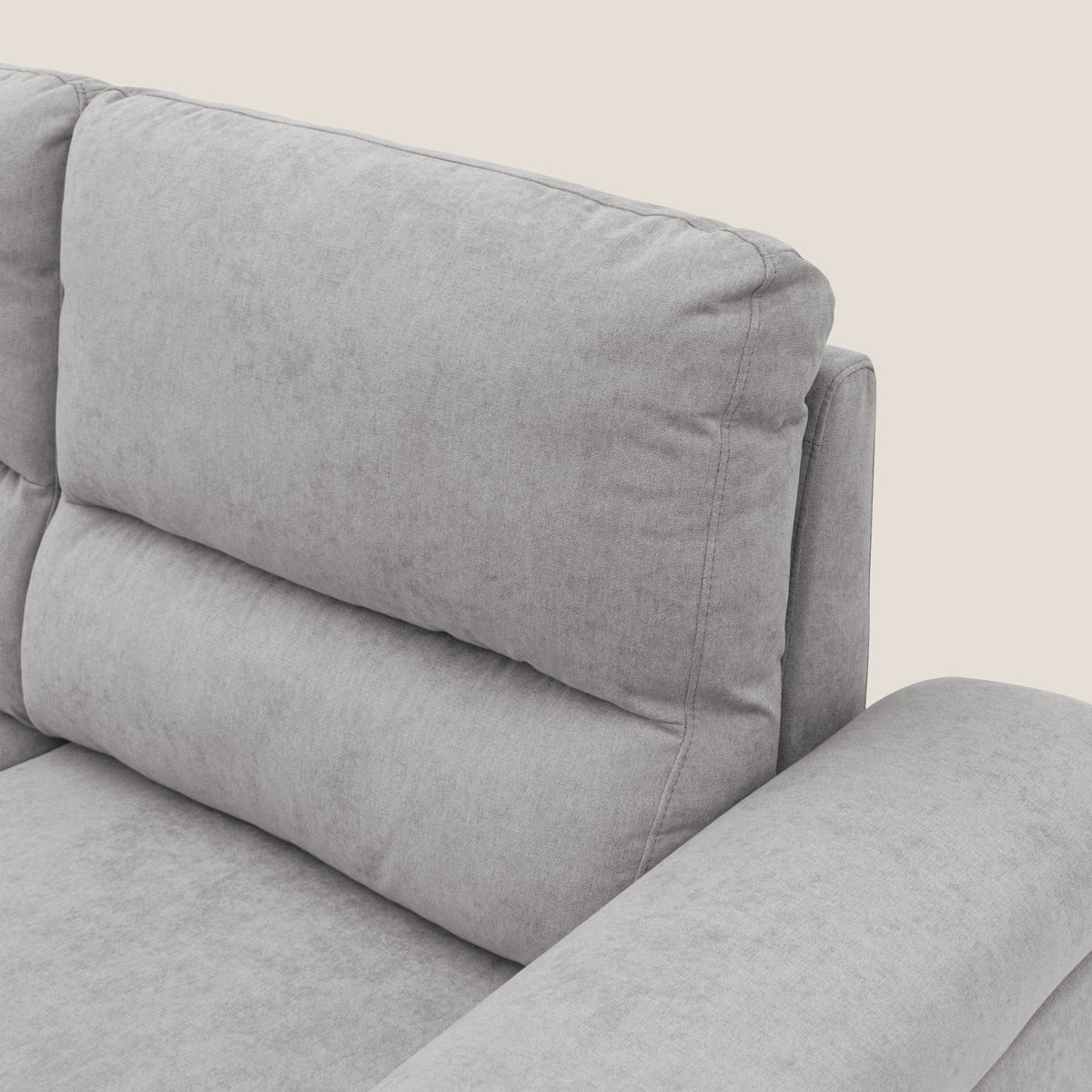 Minerva divano con pouf estraibile poggiapiedi in tessuto morbido impermeabile T02 grigio chiaro - divitt.sbs