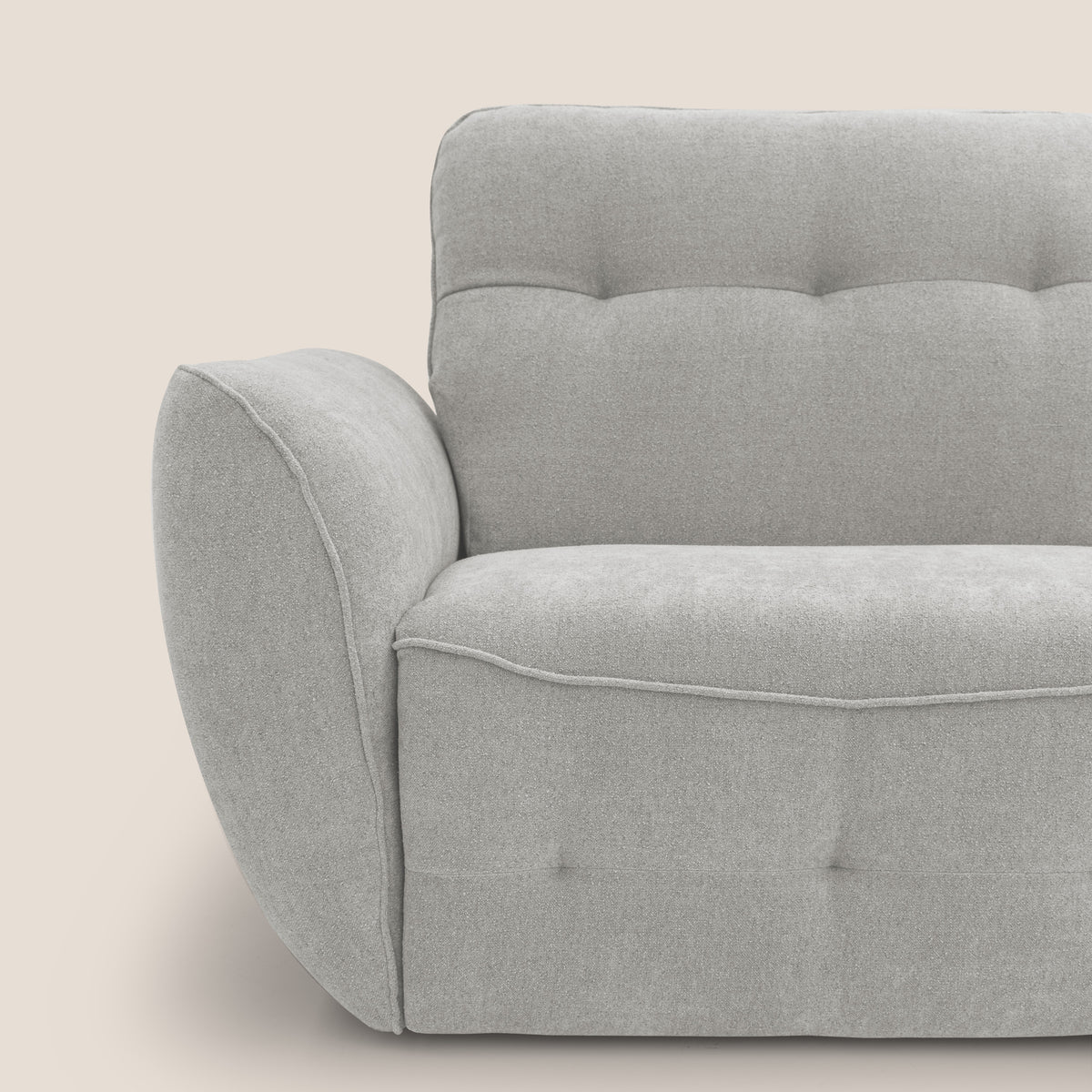 Cerbero divano angolare con pouf mobile in morbido bouclé impermeabile T07 grigio - divitt.sbs