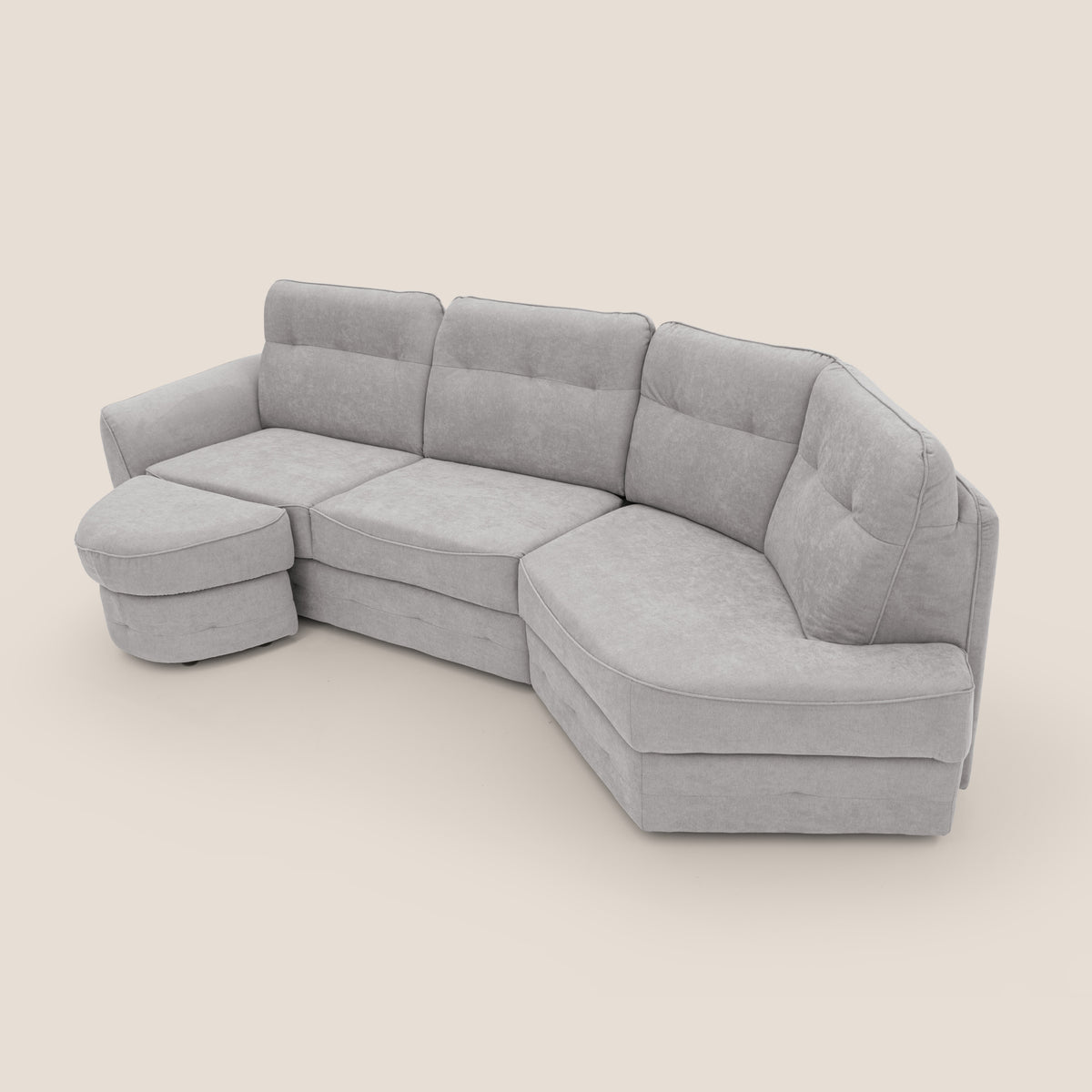 Zeus divano letto angolare con materasso H18 cm pouf mobile in tessuto impermeabile T02 - divitt.sbs