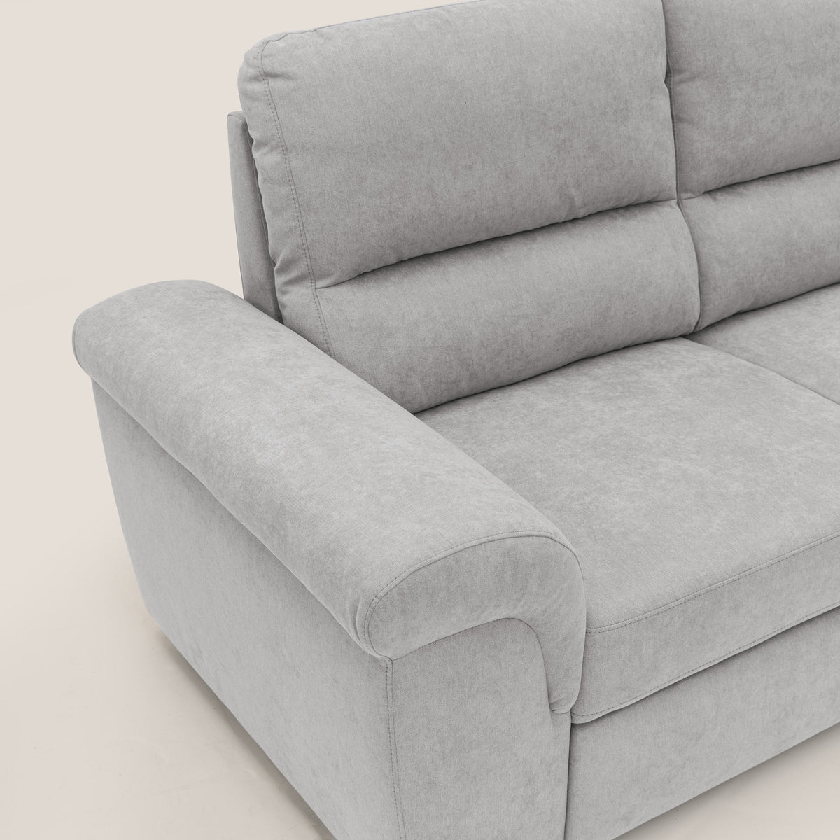 Minerva divano con pouf estraibile poggiapiedi in tessuto morbido impermeabile T02 grigio chiaro - divitt.sbs