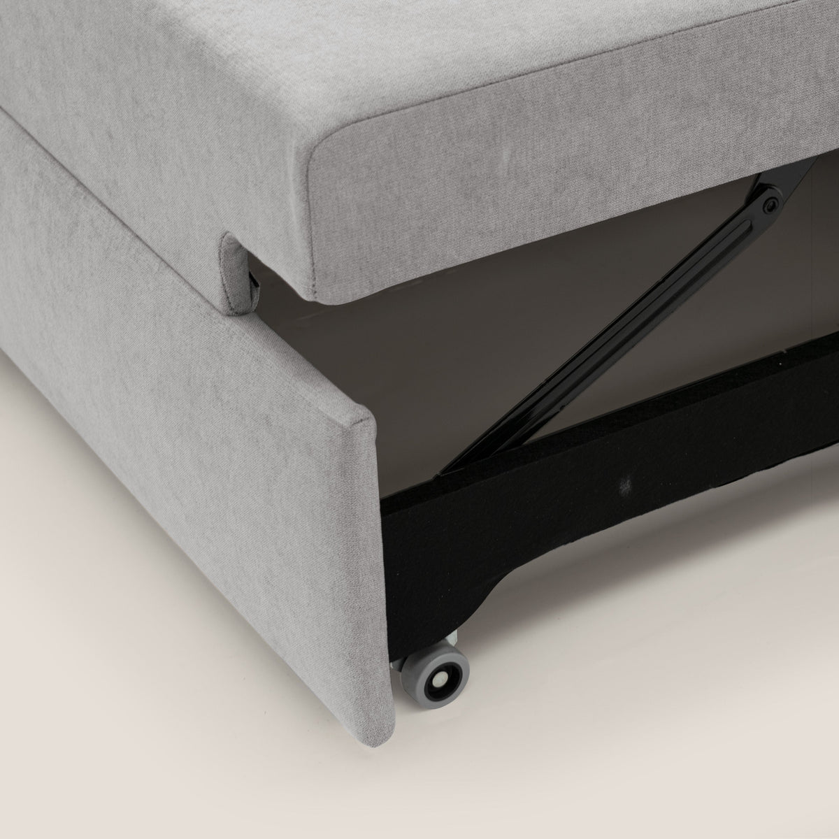 Minerva divano con pouf estraibile poggiapiedi in tessuto morbido impermeabile T02 grigio chiaro - divitt.sbs