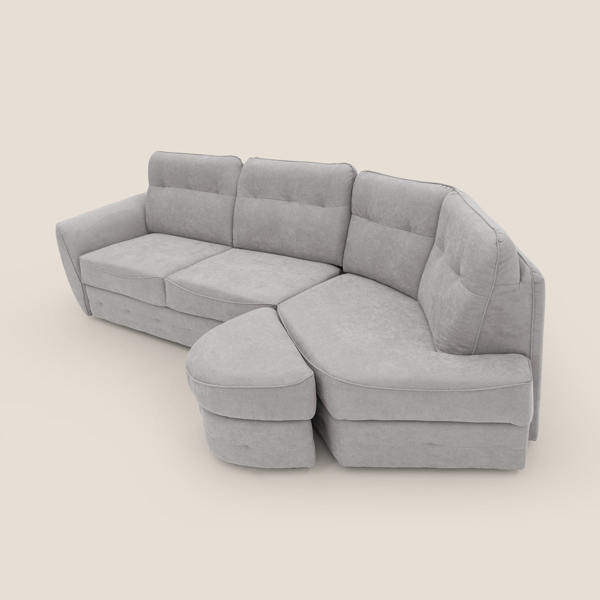 Zeus divano letto angolare con materasso H18 cm pouf mobile in tessuto impermeabile T02 - divitt.sbs