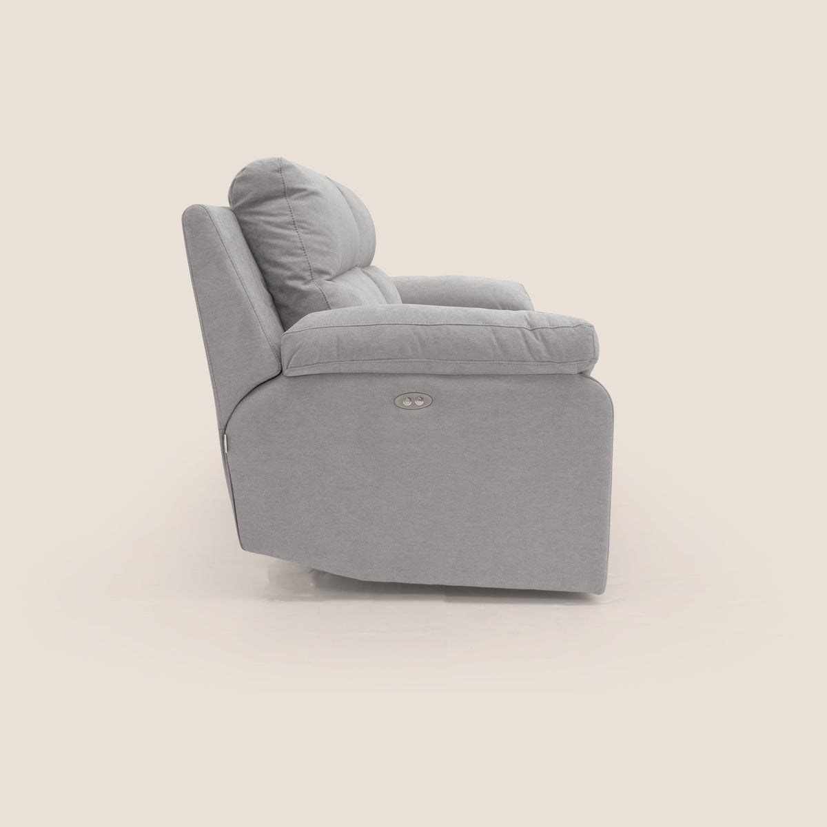 Romeo Divano relax con recliner elettrico in morbido tessuto impermeabile T02 grigio chiaro - divitt.sbs