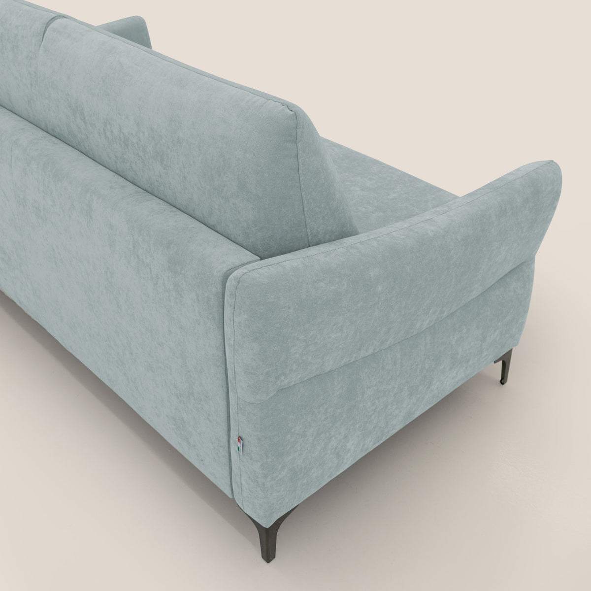 Dalia divano letto con materasso H18 cm e piedi alti in raffinato tessuto smacchiabile T17 verde acqua - divitt.sbs