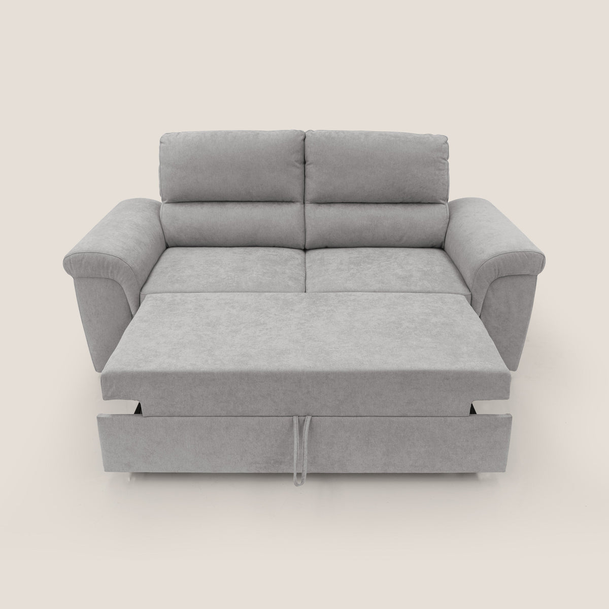 Minerva divano con pouf estraibile poggiapiedi in tessuto morbido impermeabile T02 grigio chiaro - divitt.sbs