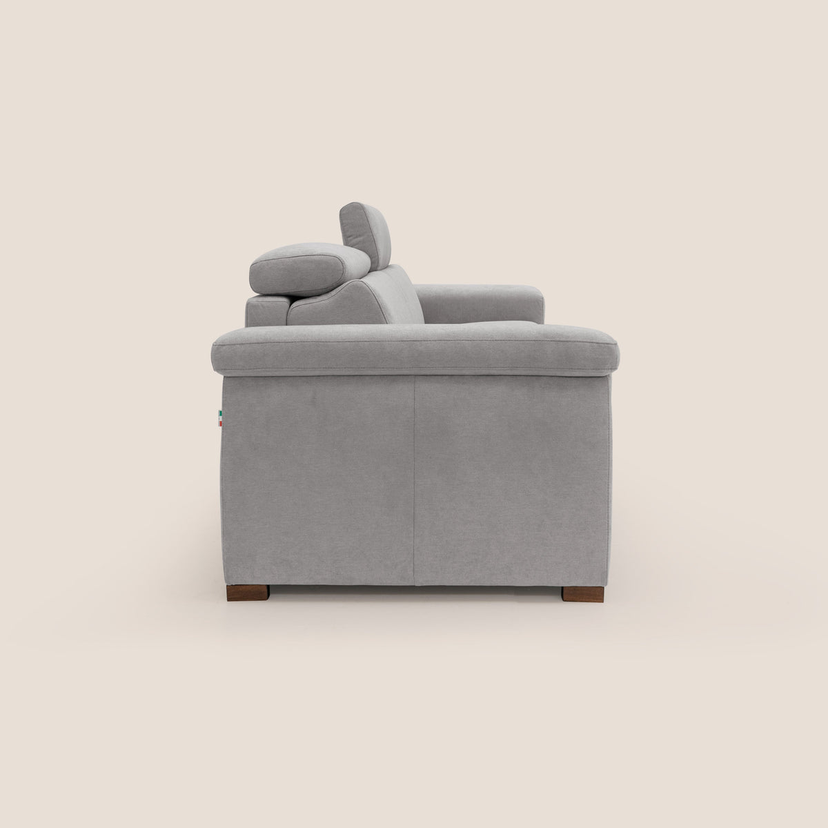 Giunone divano letto con materasso alto 18 cm e poggiatesta reclinabili in tessuto impermeabile T02 grigio chiaro - divitt.sbs