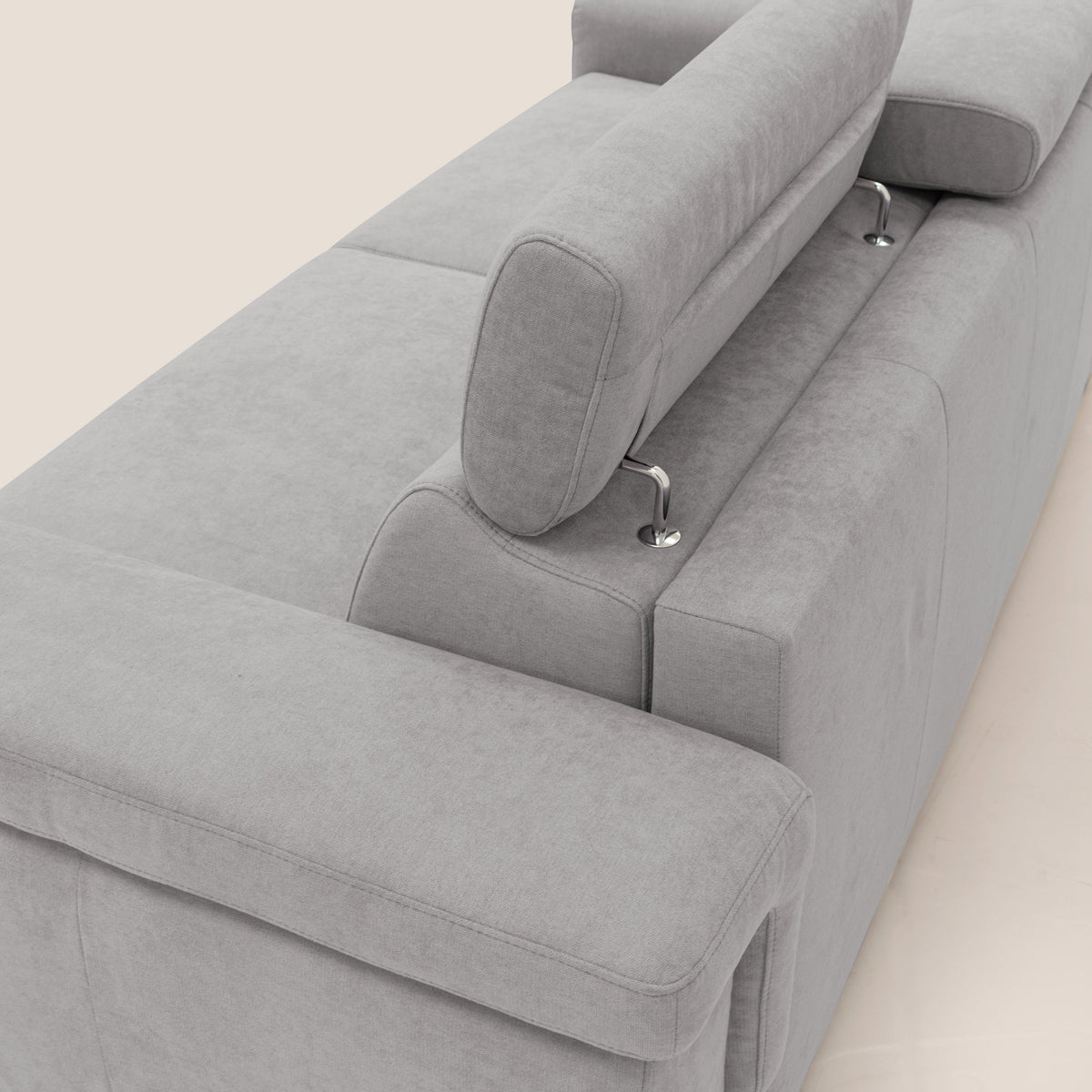 Giunone divano letto con materasso alto 18 cm e poggiatesta reclinabili in tessuto impermeabile T02 grigio chiaro - divitt.sbs