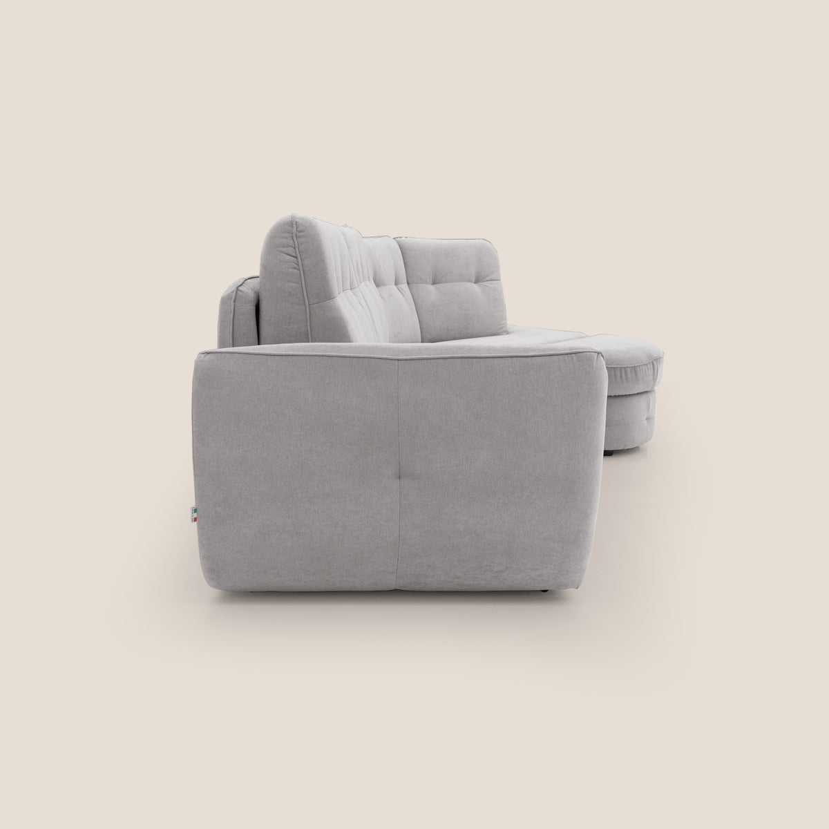 Zeus divano letto angolare con materasso H18 cm pouf mobile in tessuto impermeabile T02 - divitt.sbs