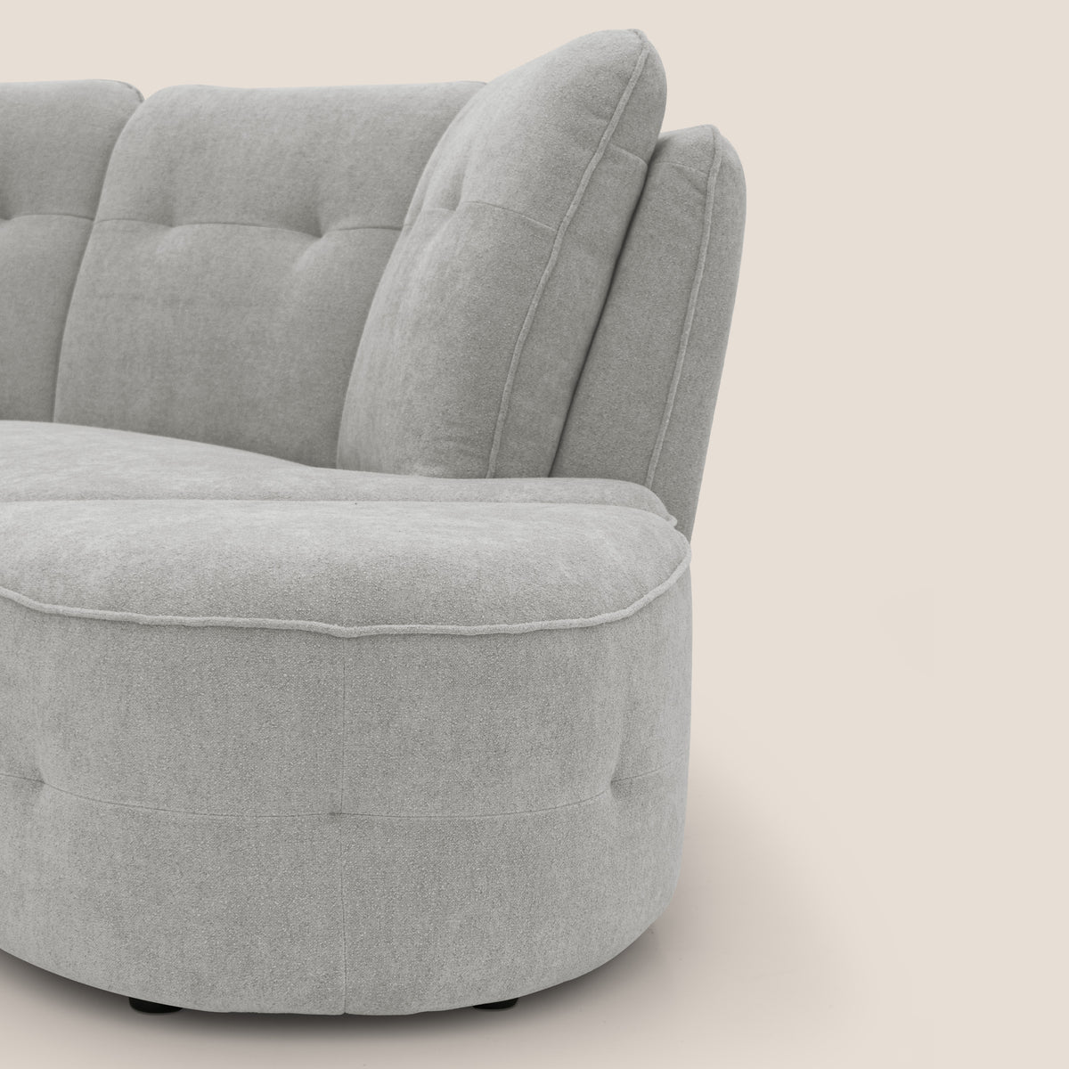 Cerbero divano angolare con pouf mobile in morbido bouclé impermeabile T07 grigio - divitt.sbs