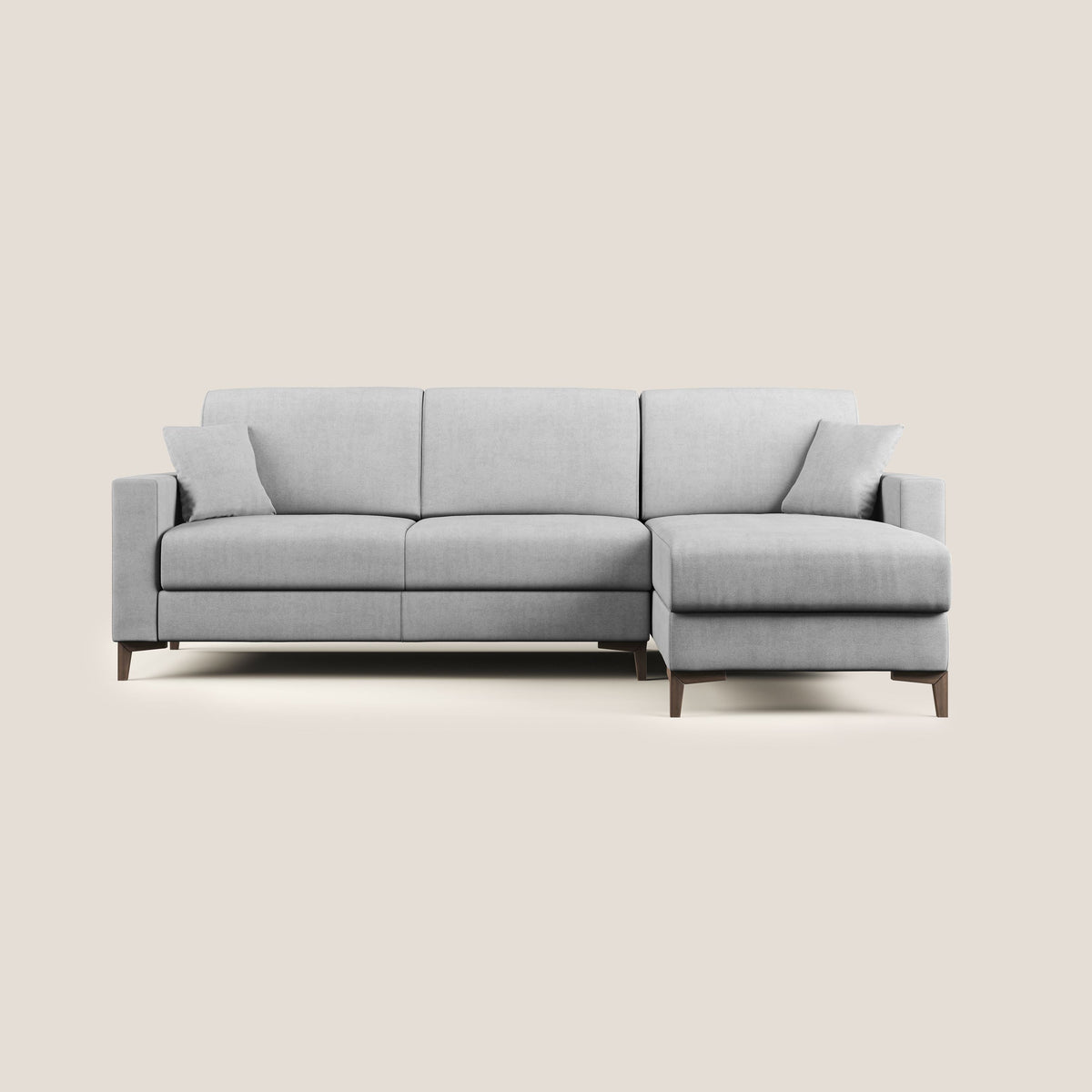 Kafka divano letto angolare in morbido tessuto impermeabile T02 grigio chiaro - divitt.sbs