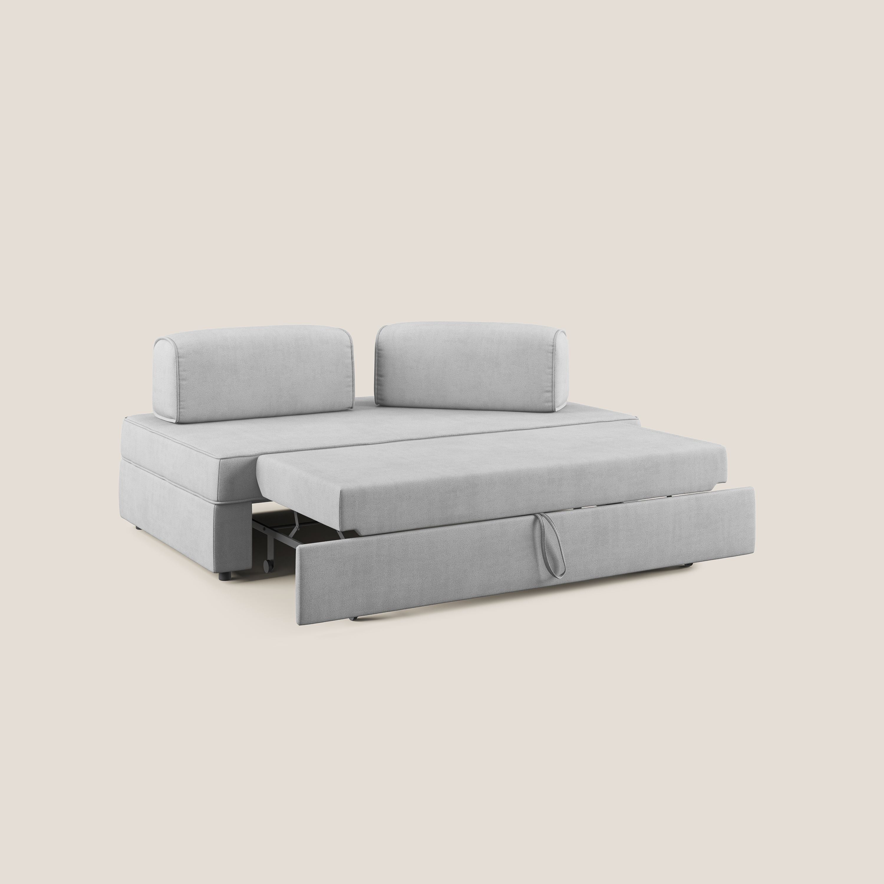 Liberty divano con pouf estraibile e schienali movibili in tessuto morbido impermeabile T02 grigio chiaro - divitt.sbs