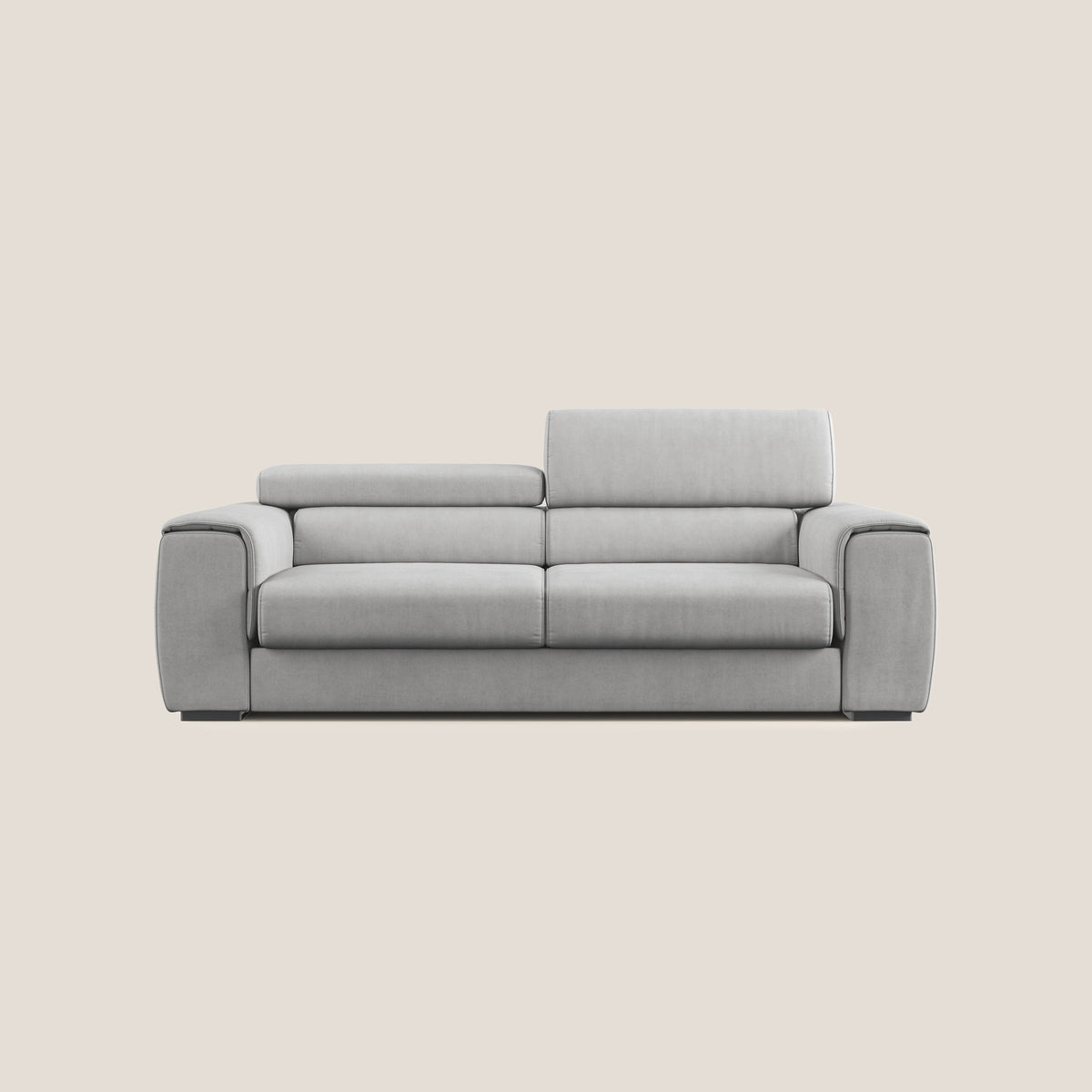 Zeno Divano con pouf estraibile poggiapiedi in tessuto morbido impermeabile T02 grigio chiaro - divitt.sbs