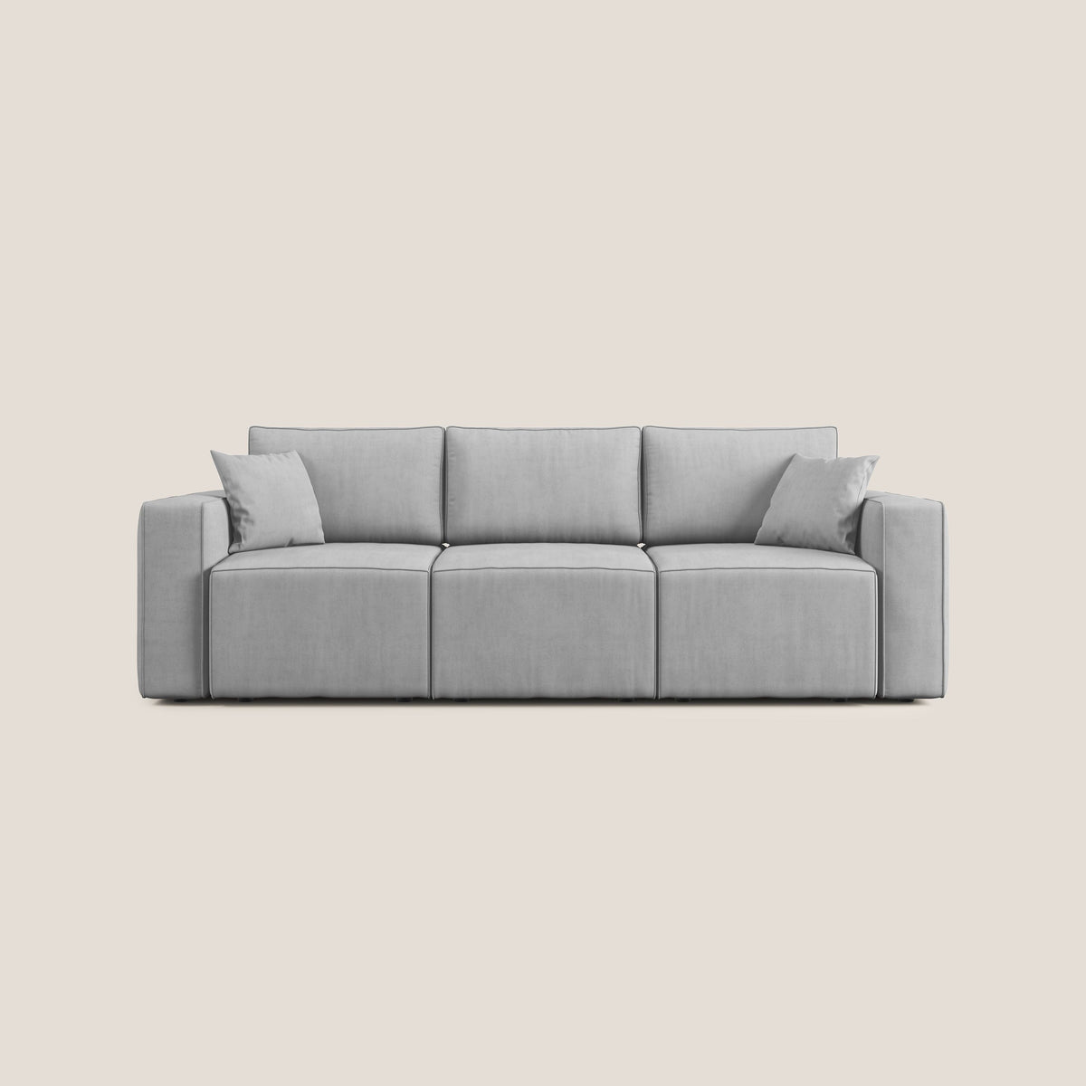 Morfeo divano con 3 sedute estraibili in morbido tessuto impermeabile T02 grigio chiaro - divitt.sbs