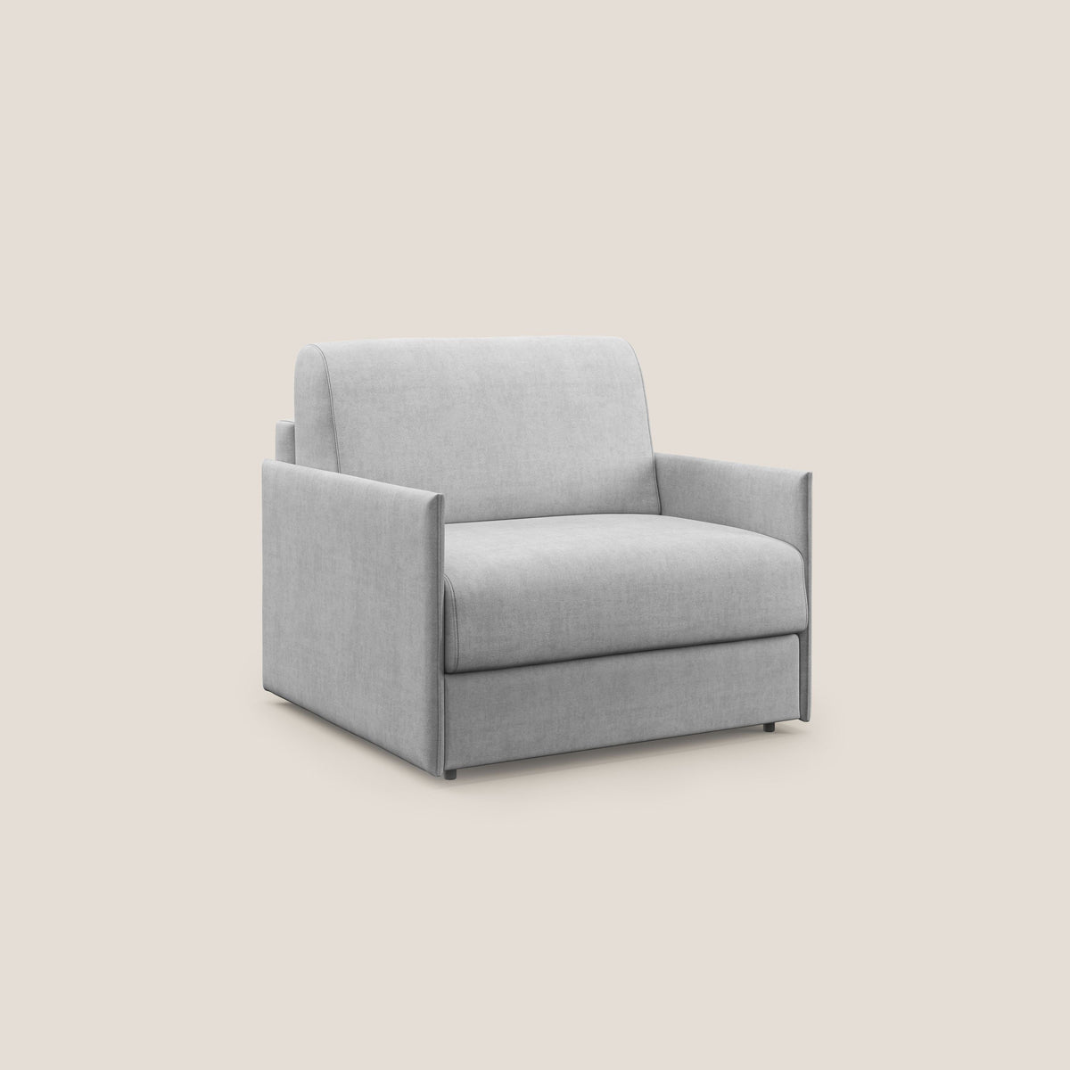 Evans poltrona letto in morbido tessuto impermeabile T02 grigio chiaro - divitt.sbs
