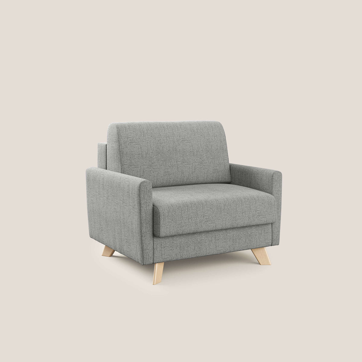 Edgar poltrona letto in tessuto felis impermeabile T03 grigio chiaro - divitt.sbs