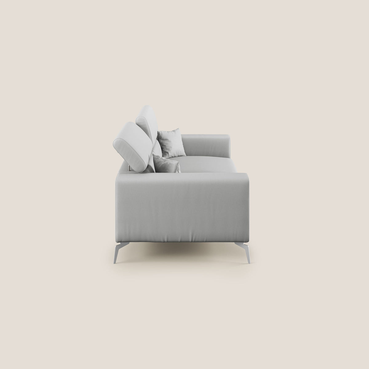 Blade Divano moderno con poggiatesta reclinabili in Ecopelle T04 grigio chiaro - divitt.sbs