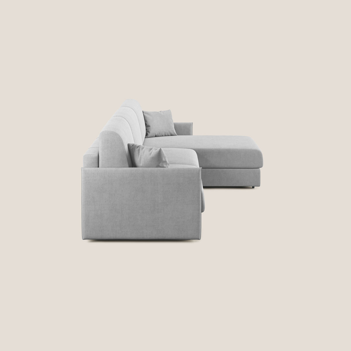 Evans Divano letto angolare con penisola in morbido tessuto impermeabile T02 grigio chiaro - divitt.sbs